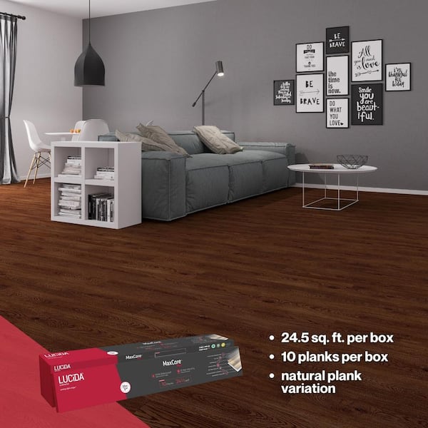 Lucida USA MaxCore Pro Silverbar Gray 20-mil x 7-3/32-in W x 48-in L Waterproof Interlocking Luxury Vinyl Plank Flooring (24.5-sq ft/ Carton)