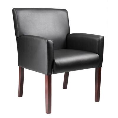 Black Guest Chair with Mohagany Finish Legs