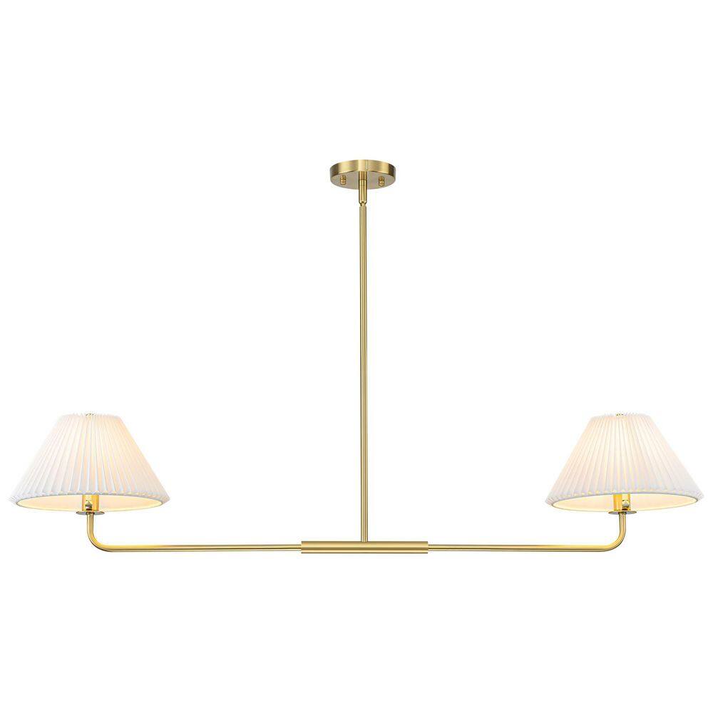 Kandras 2-Light Modern Gold Linear Pleated Fabric Cone Shade Pendant Light for Kitchen Island price history on PriceWatchPro