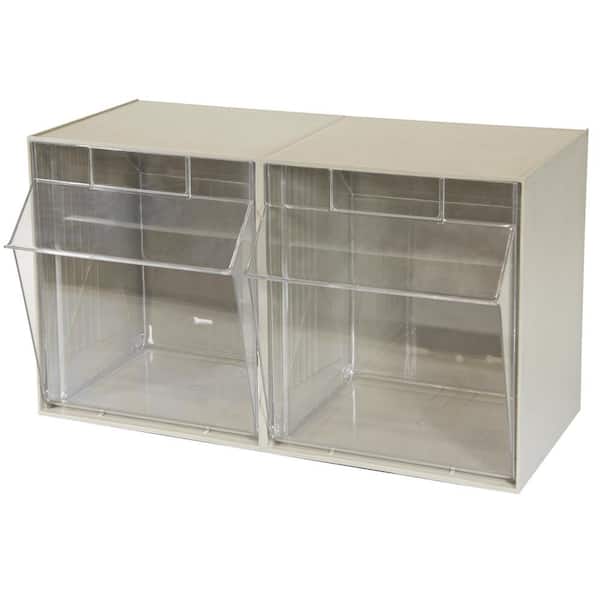06702, 23 5/8 in. W x 12 5/16 in. D x 14 in. H, 2-Compartment Cabinet Small Parts Organizer Storage Bins, Tan (1-Pack)