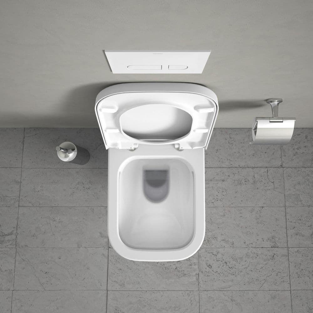 Happy D.2 White Wall Mounted Elongated Dual Flush Toilet