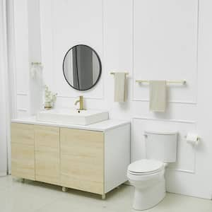 5-Piece Bath Hardware Set with Towel Bar Towel Hook Toilet Paper Holder in Brushed Gold