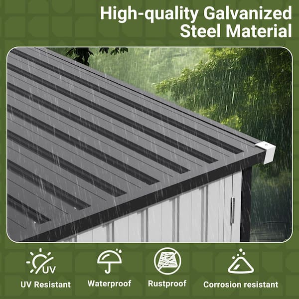 VIWAT 14 ft. W x 12 ft. D Metal Outdoor Storage Garden Tool Steel