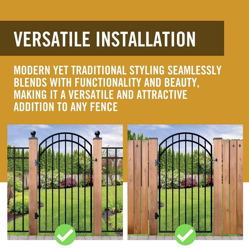 Black Arched Heavy-Gauge Galvanized Steel Garden Gate