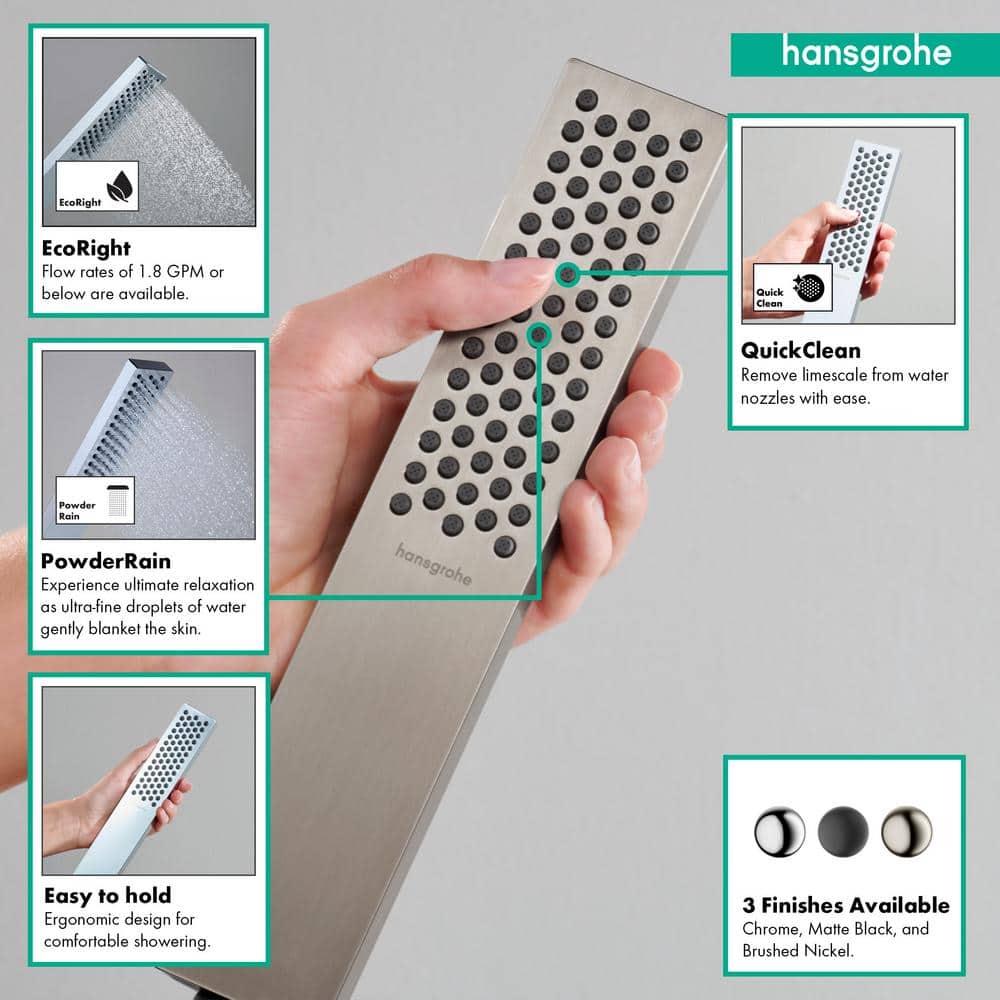 hansgrohe Pulsify E Baton Handshower 100 1-Jet, 2.5 GPM