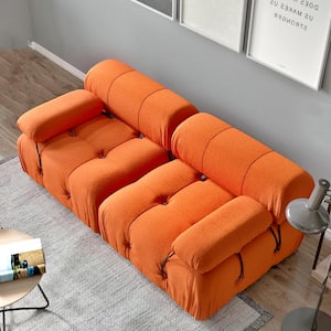 75.6 in. Teddy Velvet 2-Wide Seats Loveseat Sofa Couch, Orange
