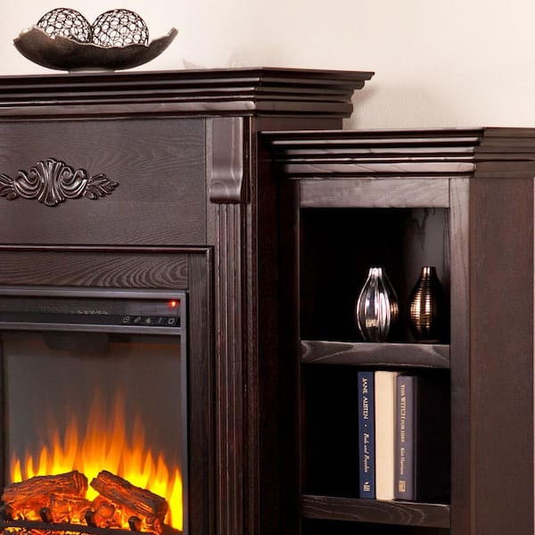 Freestanding Electric Fireplace, Tennyson Electric Fireplace With Bookcases Ivory