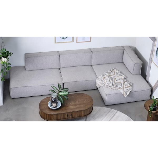 Dockson 51 in. Armless Fabric Rectangle Open End Right Sofa in Taupe