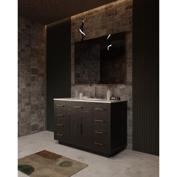 Condor 48 in W x 22 in D Black Oak Single Bath Vanity with Cultured Marble Top