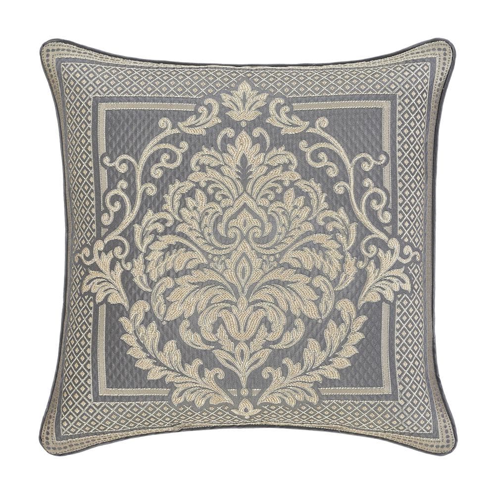 Excel French Blue Polyester Damask 20 Square Decorative Throw Pillow 20 