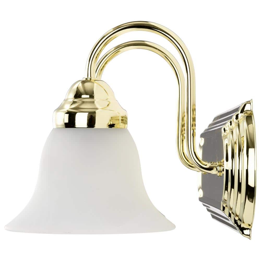 Polished Brass and Alabaster Glass 2-Light Vanity Fixture