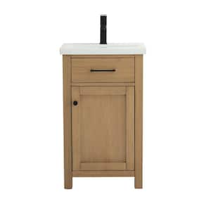 Jacklyn 20.38 in. W x 15.69 in. D x34.13 in. H Single Freestanding Bath Vanity in White Oak with Ceramic Basin