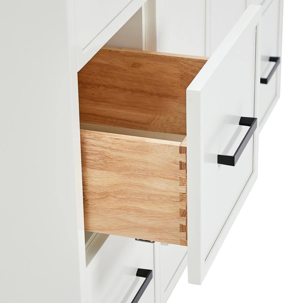 White Solid Wood Single Sink Bathroom Vanity with Quartz Top