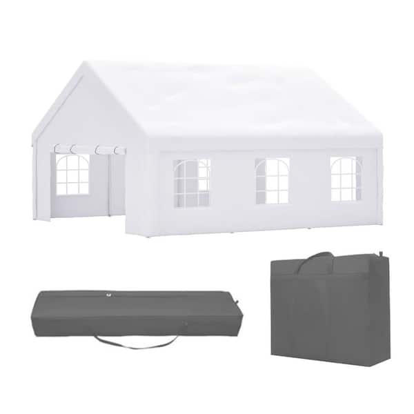 20 ft. x 20 ft. White Outdoor Heavy Duty Party Tent Gazebo Canopy Tent with 2-Storage Bags and Removable Sidewalls