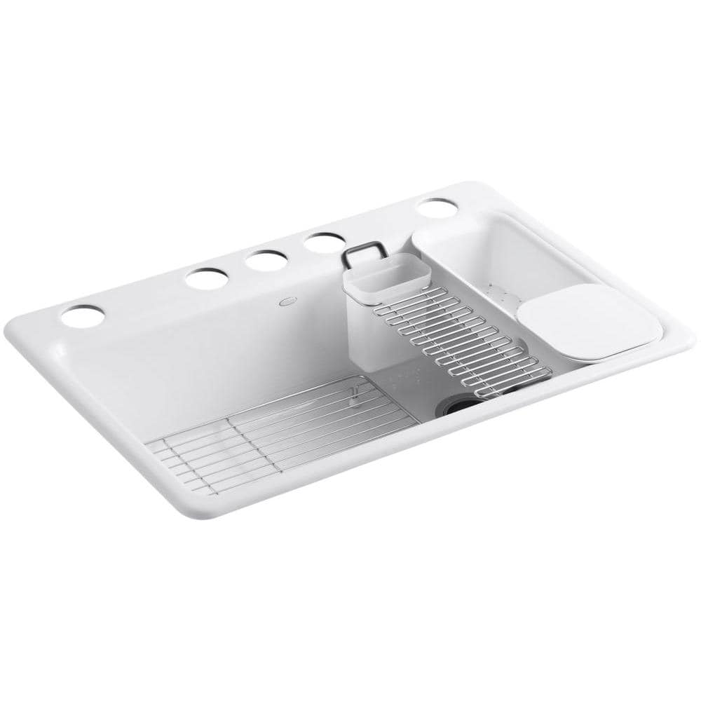Thunder Grey Cast Iron Drop-In Single Bowl Kitchen Sink