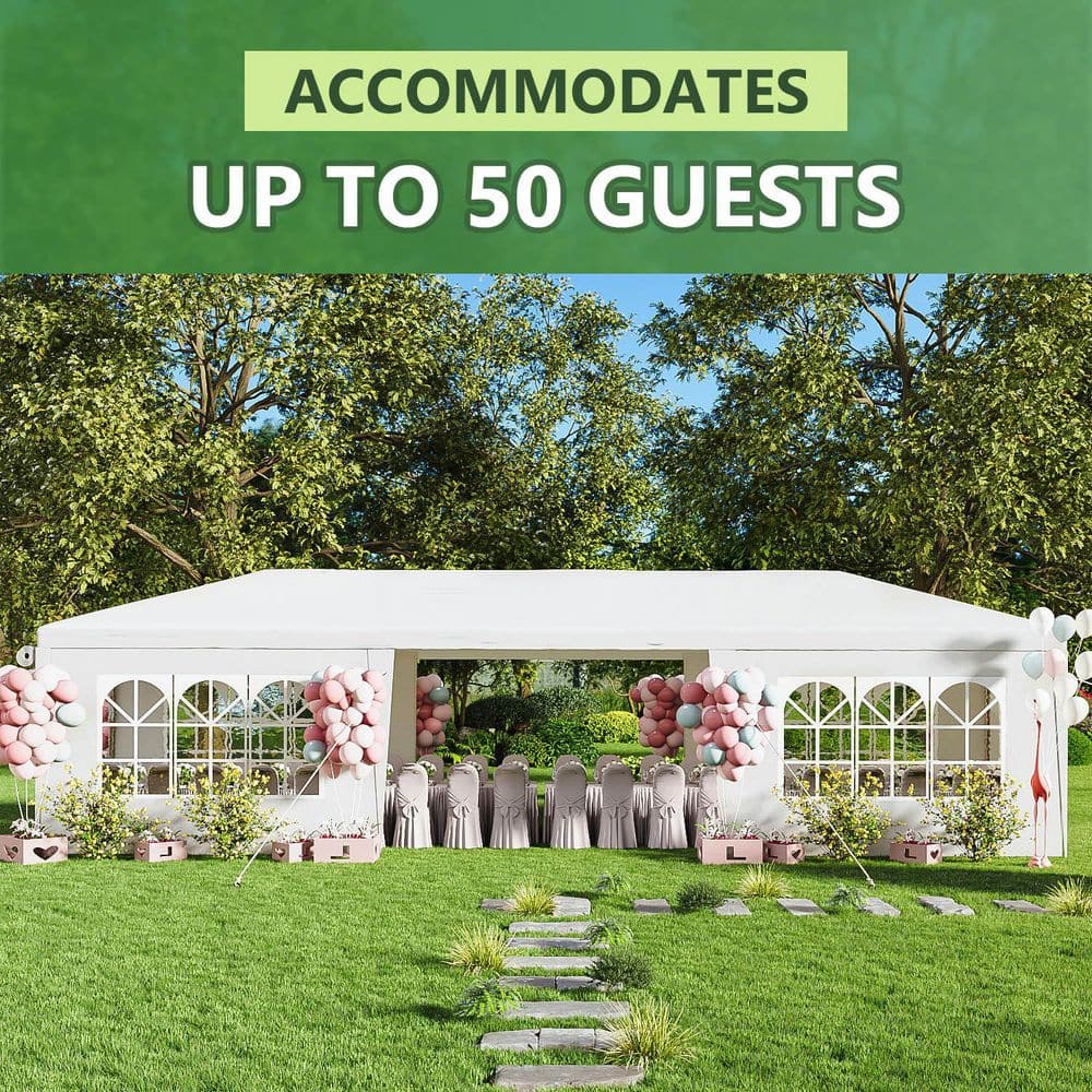 White 10 ft x 30 ft Outdoor Canopy Tent with Removable Sidewalls