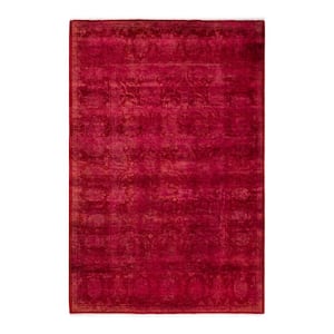 One-of-a-Kind Contemporary Red 4 ft. x 6 ft. Hand Knotted Overdyed Area Rug