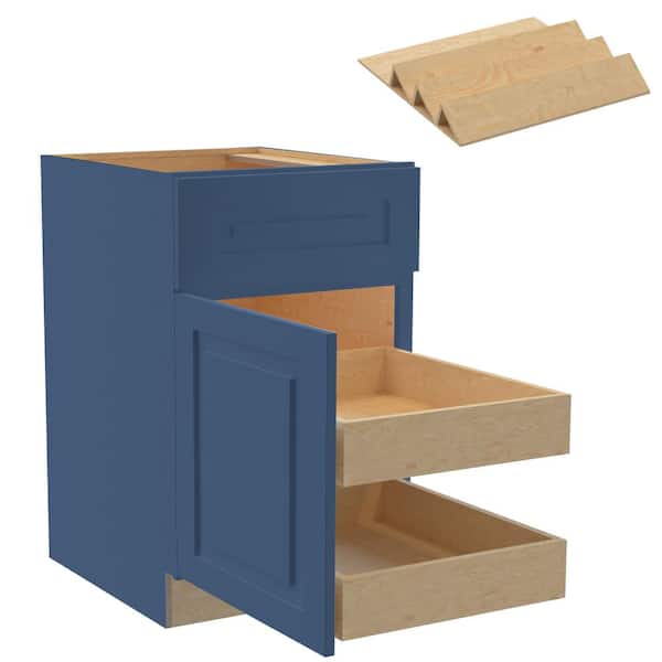 Home Decorators Collection Grayson 21 in. W x 24 in. D x 34.5 in. H Assembled Plywood Base Kitchen Cabinet in Mythic Blue with 2ROT Spice LH