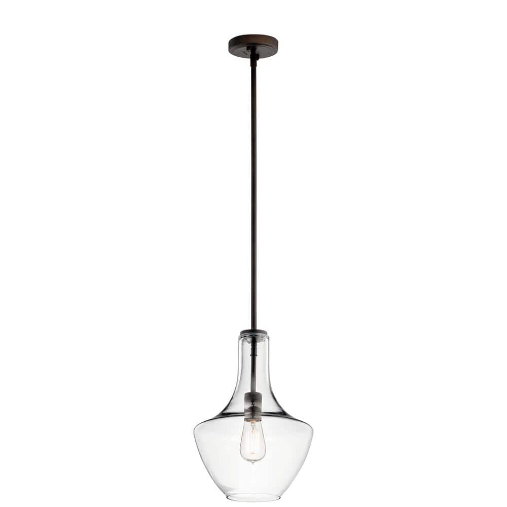Clear Glass Teardrop Pendant Light with Bronze Finish