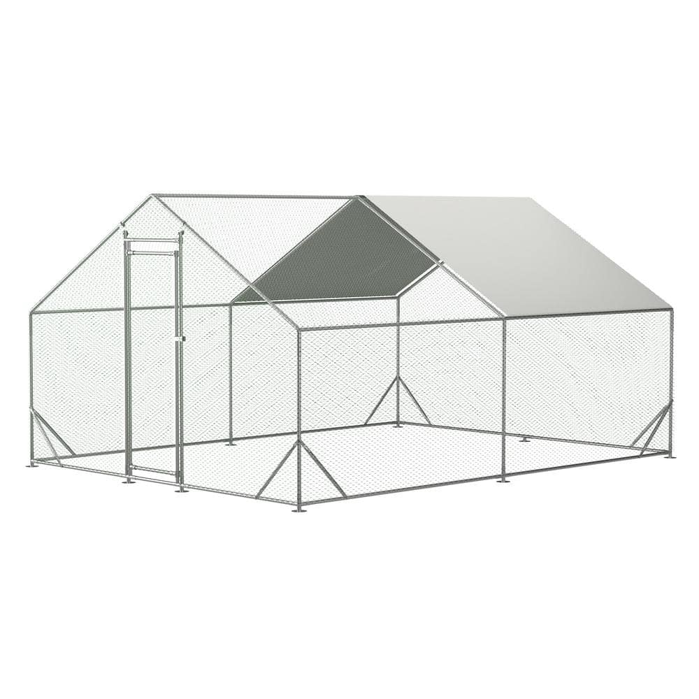 Thanaddo 10 Ft. X 13 Ft. Galvanized Large Metal Walk-in Chicken Coop 