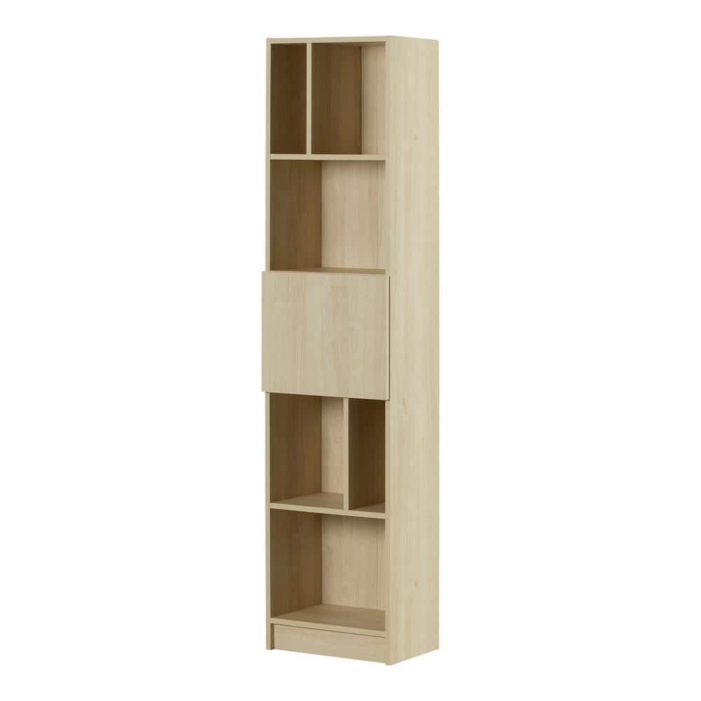 Liora 71.5 in. Tall Particle Board 7-Shelf Bookcase Bleached Oak