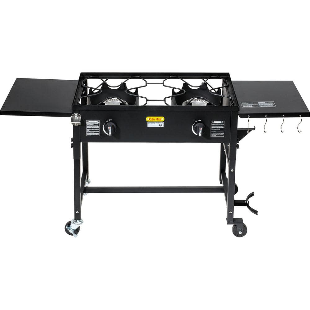 58,000 BTU Outdoor Camping Propane Double Burner Stove Cooking Station with Drop-Down Side Tables price history on PriceWatchPro