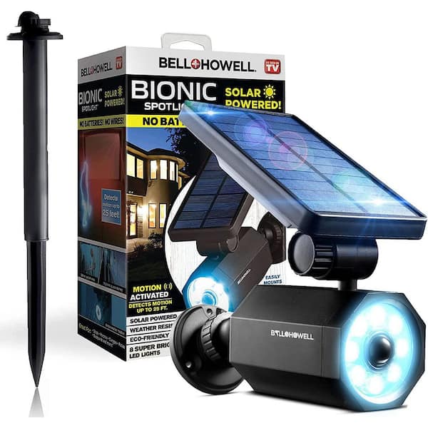 Bell + Howell 4-Watt Solar Powered Motion Activated Integrated LED Black Outdoor Bionic Night Light 2963 - The Home Depot