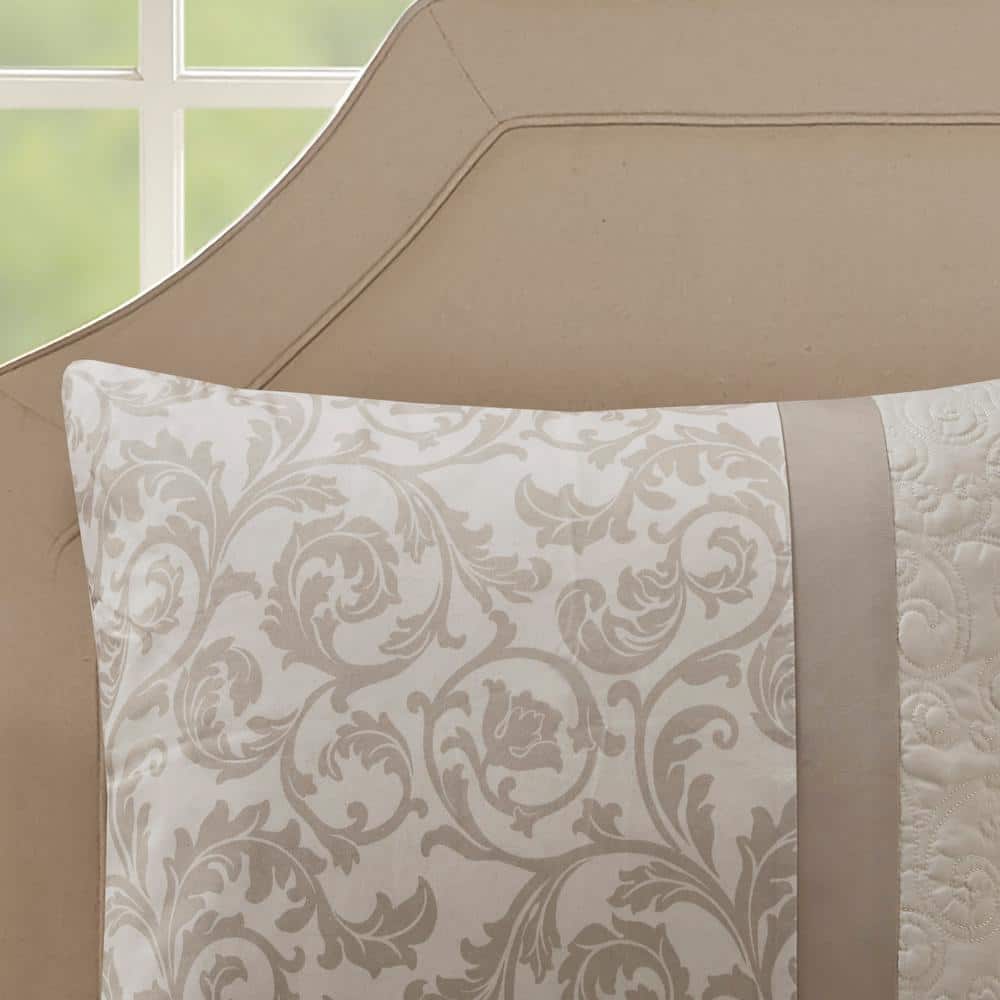 Queen Neutral Microfiber Embroidered 8-Piece Comforter Set