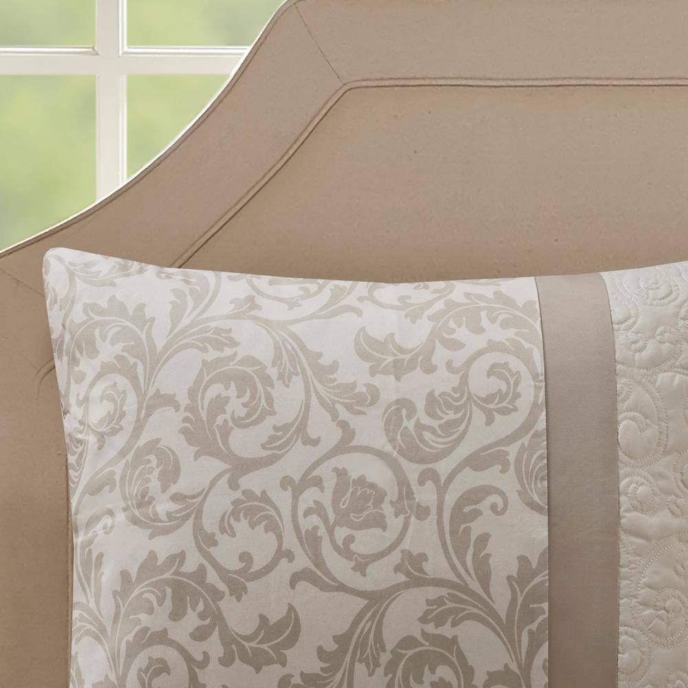 Queen Neutral Microfiber Embroidered 8-Piece Comforter Set