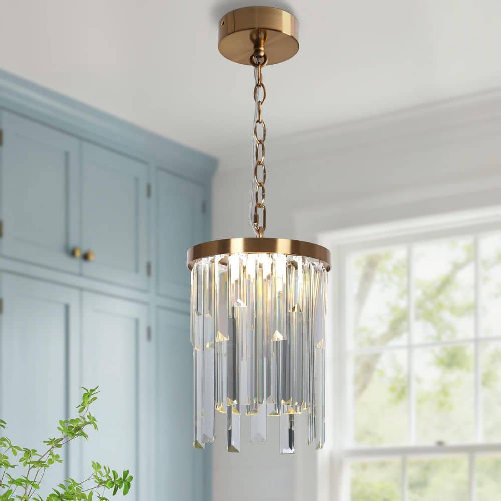 Peludo 1-Light Plating Brass Integrated LED Crystal Pendant Light with Circular Canopy and 59 in. Metal Chain price history on PriceWatchPro