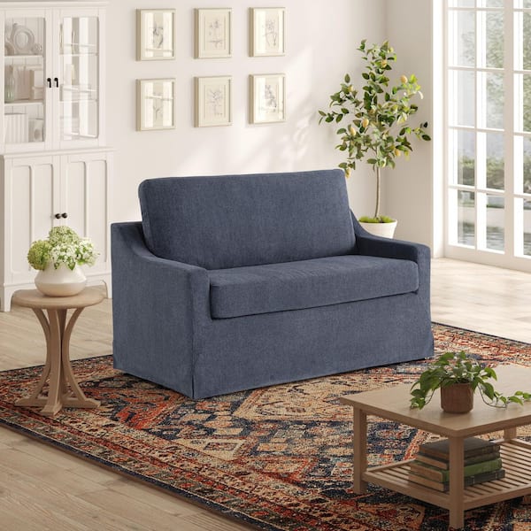 Hadley 53.3 in. Navy Woven Polyester Twin Size Sofa Bed