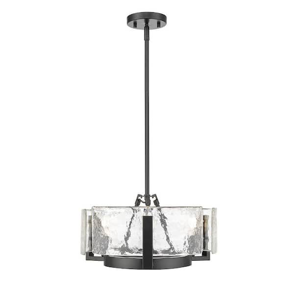 Golden Lighting Aenon 3 Light Matte Black Chandelier for Dining, Foyer, Living, Lobby with No Bulbs Included