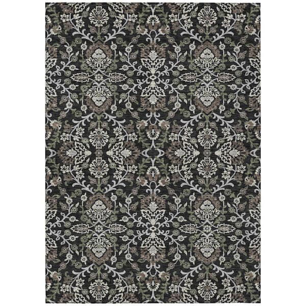 Chantille Machine Washable Indoor/Outdoor Abstract ACN2634 Black 8 ft. x 10 ft. Area Rug