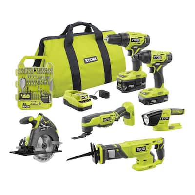 ONE+ 18V Cordless 6-Tool Combo Kit with Drill and Impact Drive Kit (40-Piece)