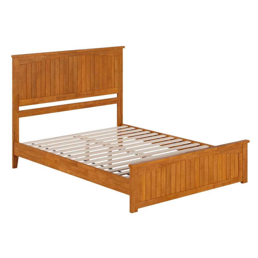 Naples Queen Light Toffee Solid Wood Platform Bed with Headboard and Footboard