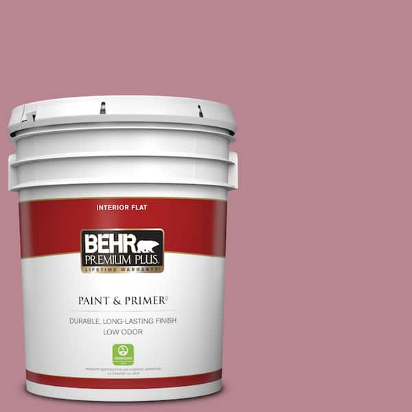 BEHR PREMIUM PLUS 5 gal. #BIC-19 Berry Blush Flat Low Odor Interior Paint & Primer