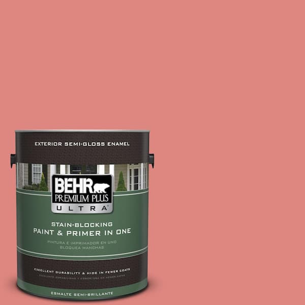 BEHR Premium Plus Ultra 1 gal. #PPU1-4 Wild Watermelon Semi-Gloss Enamel Exterior Paint and Primer in One