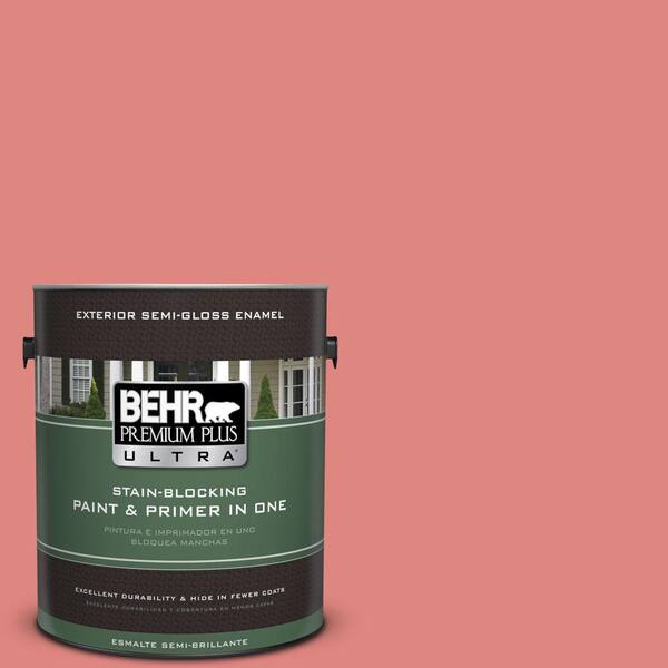 BEHR Premium Plus Ultra 1 gal. #PPU1-4 Wild Watermelon Semi-Gloss Enamel Exterior Paint and Primer in One