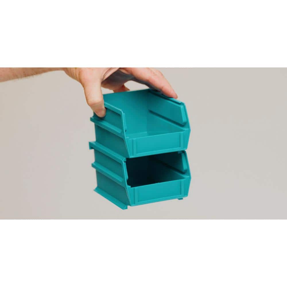 Blue Polypropylene Stackable and Collapsible Storage Bins, 6-Pack