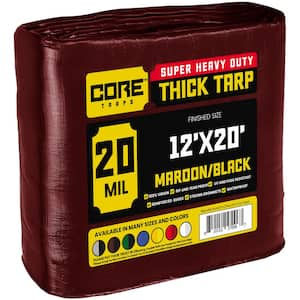 12 ft. x 20 ft. Maroon 20 Mil Heavy Duty Polyethylene Tarp, Waterproof, UV Resistant, Rip and Tear Proof