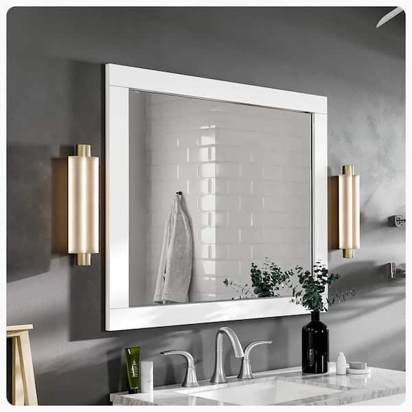 Eviva Aberdeen 36 in. W x 30 in. H Framed Rectangular Bathroom Vanity Mirror in White