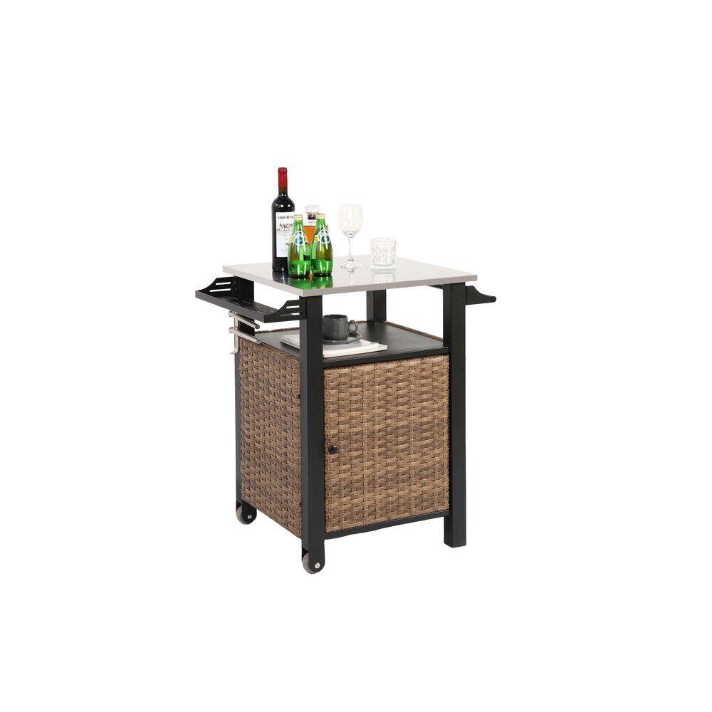 8 cu. ft. Steel Outdoor Bar Cart-Rolling Patio with Storage Cabinet, and Towel Holder for Garden or BBQ Station price history on PriceWatchPro