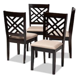 Caron Sand Brown and Espresso Fabric Dining Chair (Set of 4)
