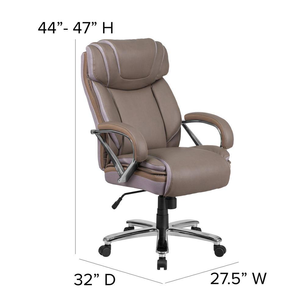 Taupe LeatherSoft Executive High-Back Swivel Chair with Metal Base
