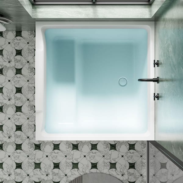 WELLFOR ZEN 39 in. x 39 in. Pure Acrylic Square Japanese Soaking
