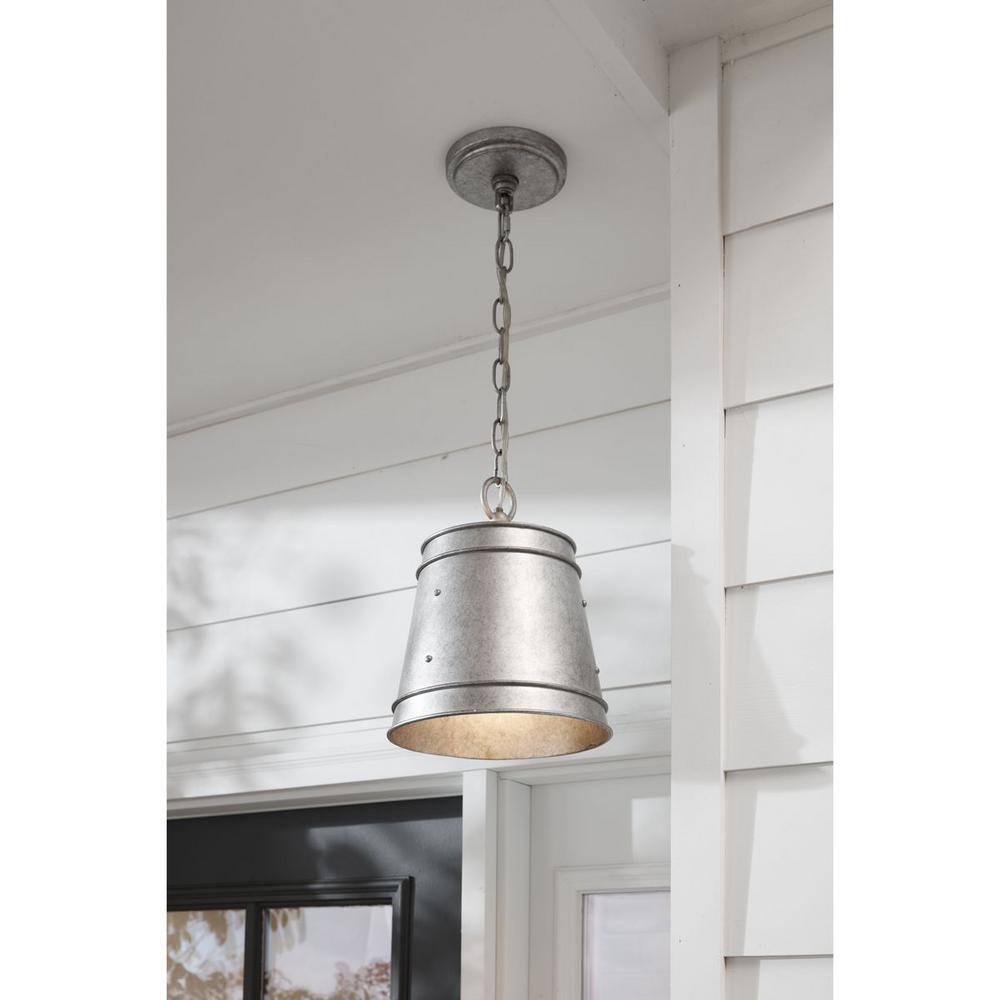 Silver Glass Farmhouse Indoor/Outdoor Pendant Light