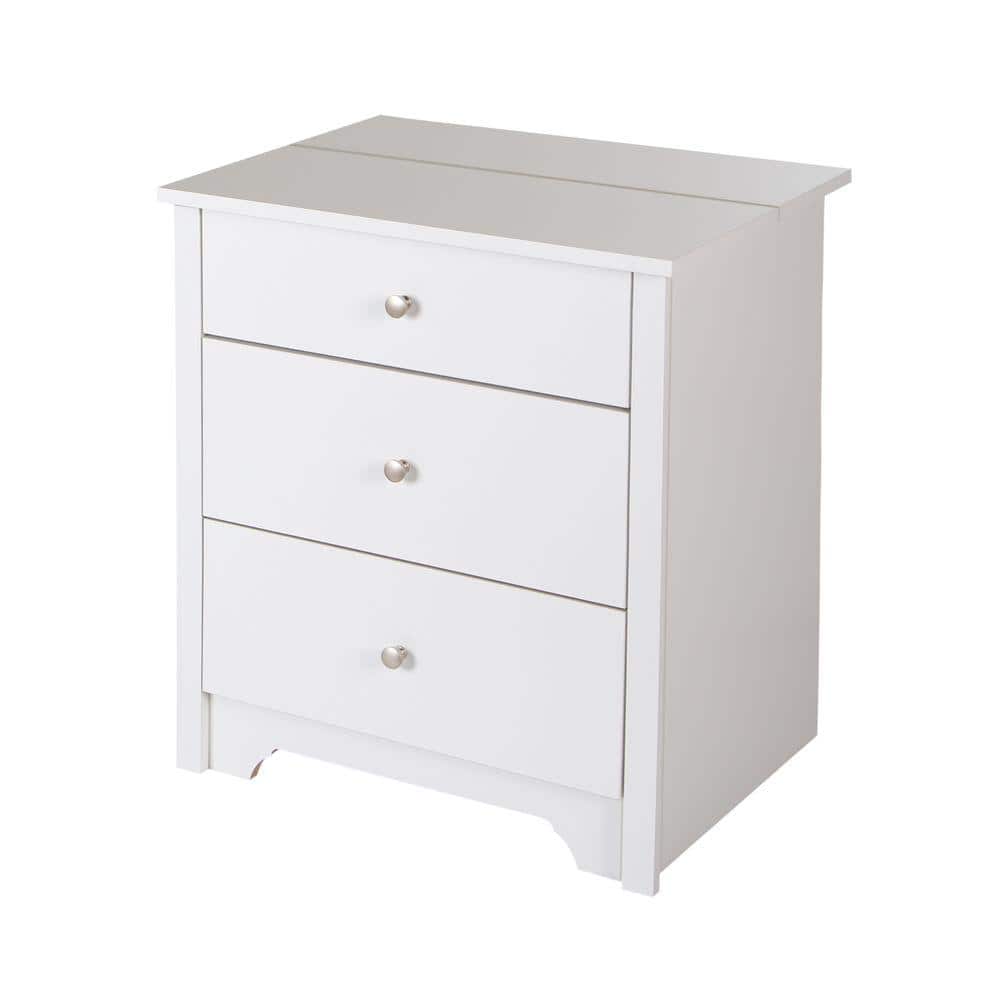 Pure White 2-Drawer Nightstand with Built-In Charging Station
