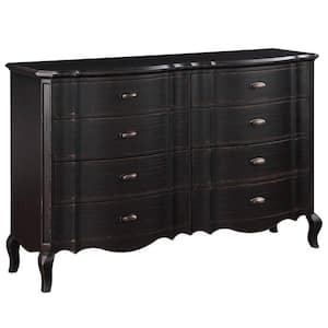 Black and Chrome 8-Drawer 64 in. Wide Dresser Without Mirror