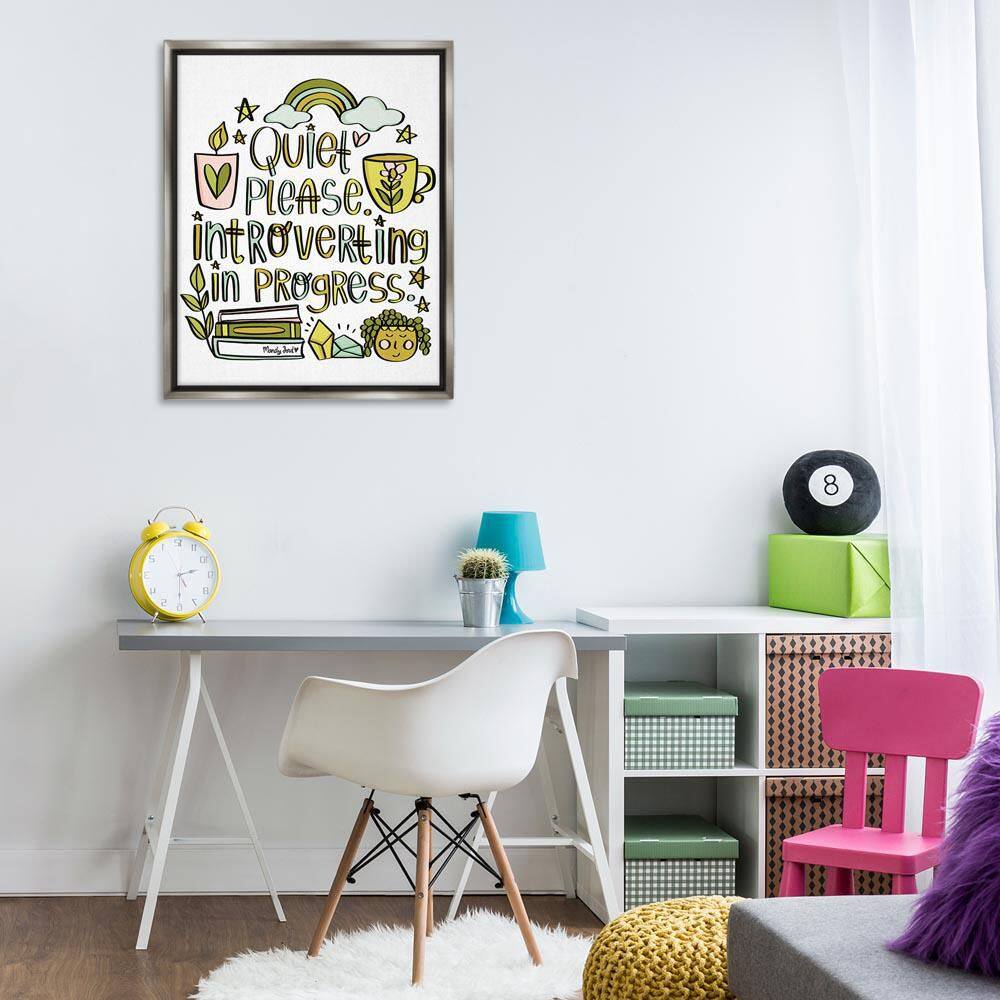 Introverting In Progres by Mandy Ford Art + Illustration Gray Floater Frame Typography Graphic Art Print 31 in. x 25 in. price history on PriceWatchPro