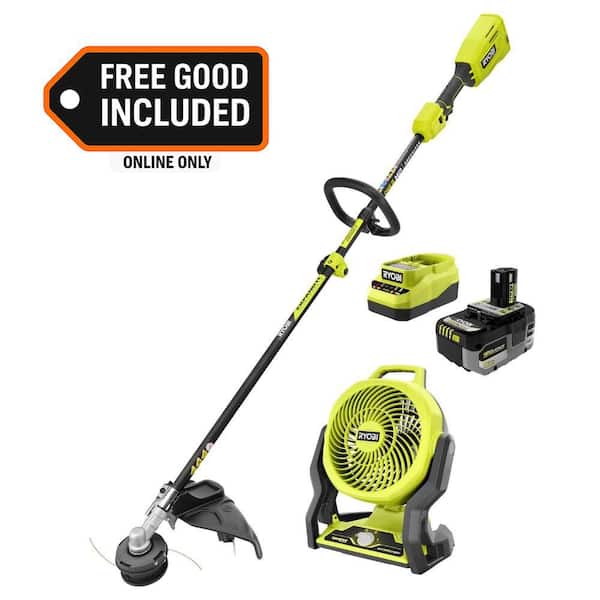 ONE+ HP 18V Brushless 15" Attachment Capable String Trimmer w/ 6.0 Ah Battery, Charger, & FREE ONE+ Hybrid 7-1/2" Fan